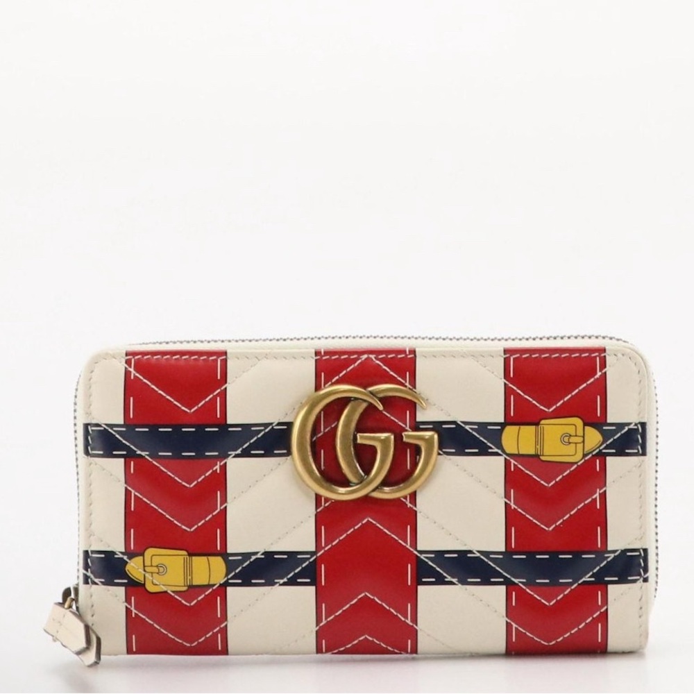 GUCCI GG Marmont Trompe-l'œil Clutch /Wristlet in Off-White Leather - Picture 1 of 8